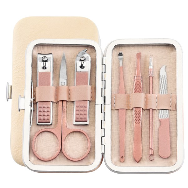 Manikyr Pedikyr Kit, 7 st Professionell Nagelklippare Set Rost