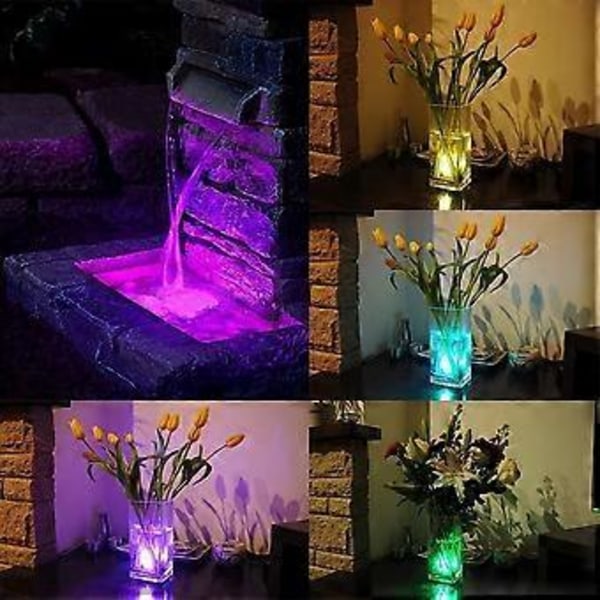 10 stk. LED Undervannslys, Vanntette Multi-Fargede Lys, SMD 3528 RGB Stemningslys med Infrarød Fjernkontroll for Vaser, Boller, Basseng