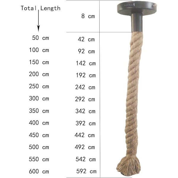 Hamppuköysilukusta, 100 cm (yksi pistorasia, polttimo ei sisälly)