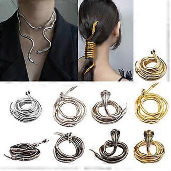 Justerbart Punk Ormhalsband Flexibelt Mångsidigt Böjbart Ormhalsband Party Smycken Flexibla Halsband i Legering Black snake 1