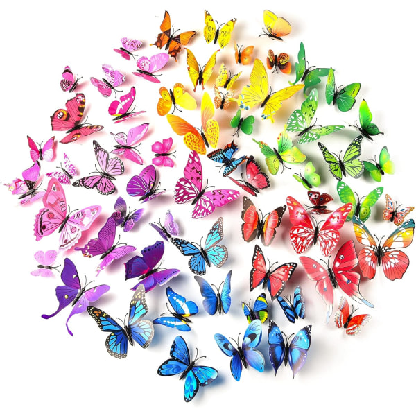 72 delar 3D Fjäril Väggdekaler Butterfly Girls Room Decorat