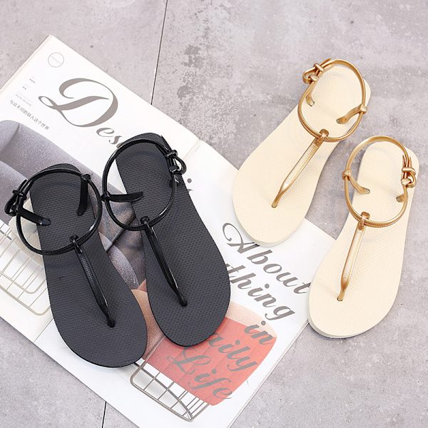 Storlek 39-40, Urban paljettsandaler för kvinnor, beige