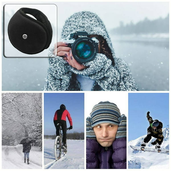 Öronvärmare, Svart Unisex Klassiska Ullöronskydd Vintertillbehör