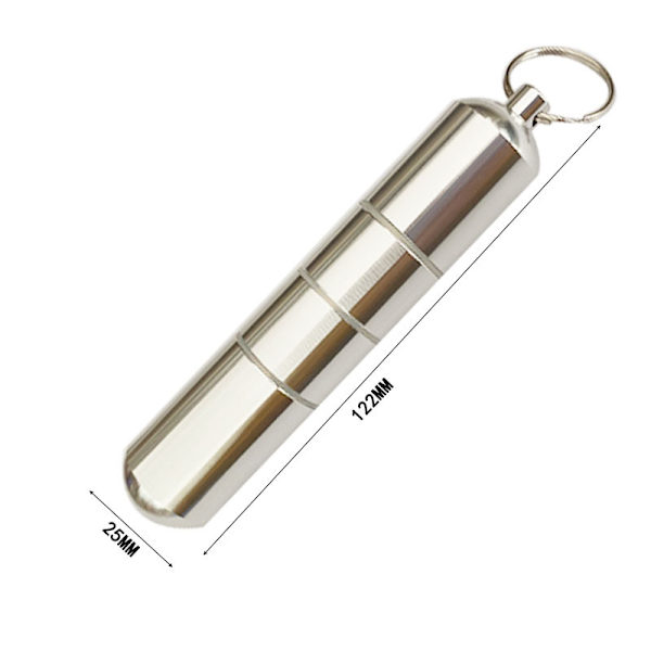 En silver 25 × 122MM bärbar metall tandpetare hållare leic