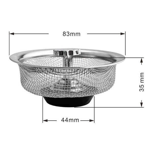 1-pack Sänkkork med Sil, Köksavloppssil (84MM)