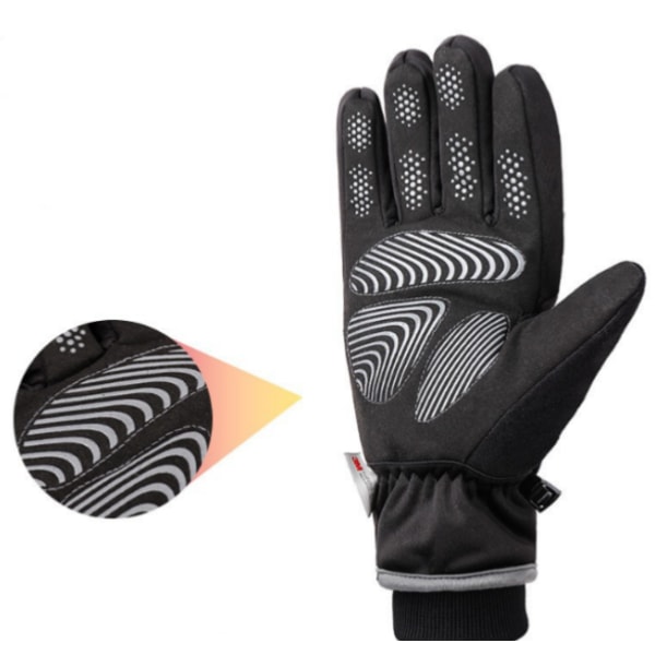 L-storlek svarta, vattentäta och vindtäta varma handskar - vintertouch