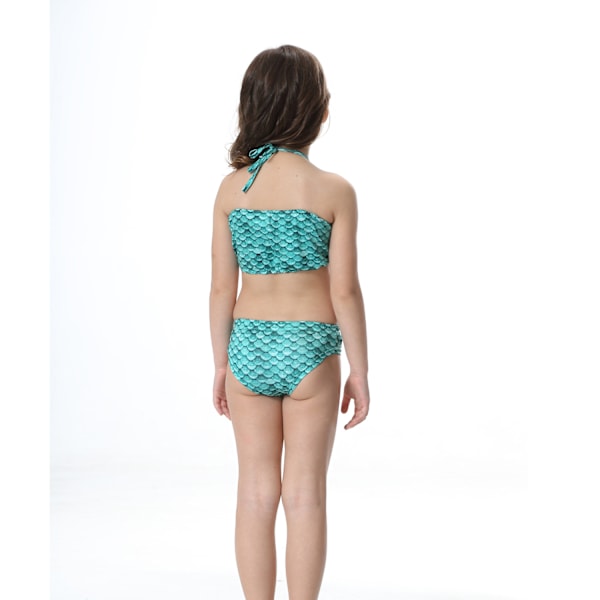 Barn og jenter vakker fiskehale bikini sett badedrakt -10-11 år, mørkegrønn Dark green 10-11years
