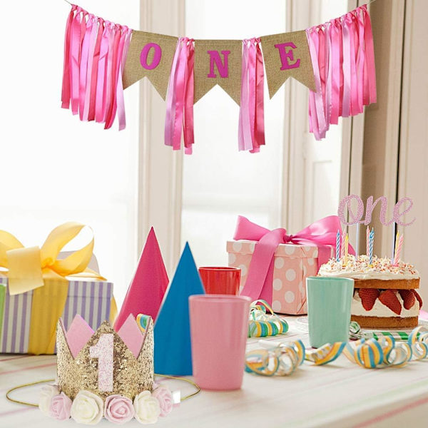 1 stk Gul Baby Krone, 1 År Fødselsdag, Prinsesse Krone
