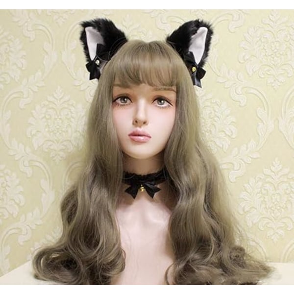 Eläin Anime söpö susi kissa koiran korvat hiusnauha kelloilla jouset Halloween