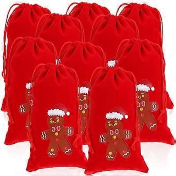 10 st Julklappspåsar Godispåse Dragsko Julsäckar Julpresentpåsar