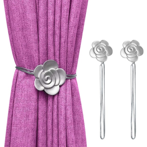 Camellia Shape Magnetic Curtain Tieback 1 Par Silver Curtain Ac