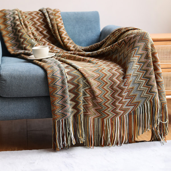 Bohemian Throw Blanket Luftkonditionering Tupplursfilt Tjock Soffa Bl