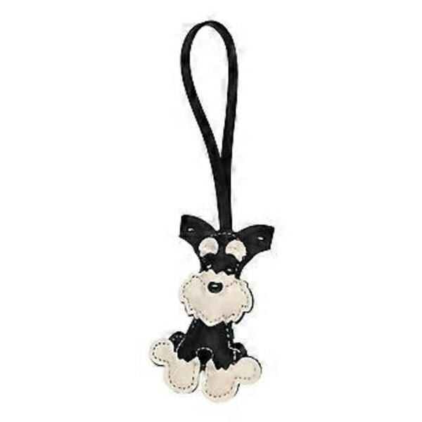 Mångsidig Schnauzer Hund Nyckelring Modeaccessoar för Djurälskare och Stilsäkra Individer I Robust PU Läder Svart Black