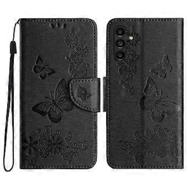 Fodral för Samsung Galaxy A05s 4G, Folio PU Läder Fjärilar Blomma Mobilskal Style G