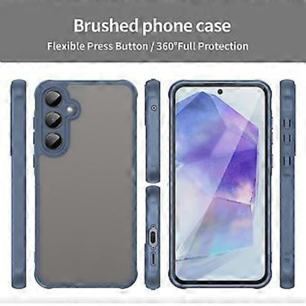För Samsung Galaxy A55 5G Mobilskal Fallskydd Luftkuddar Frostat Genomskinligt PC+TPU Baksida Blue