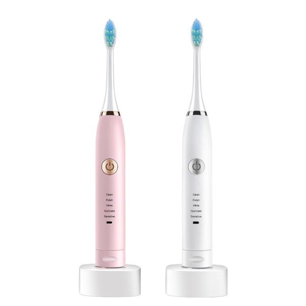 Genopladelig elektrisk tandbørste Par to Pink White Fully Ch
