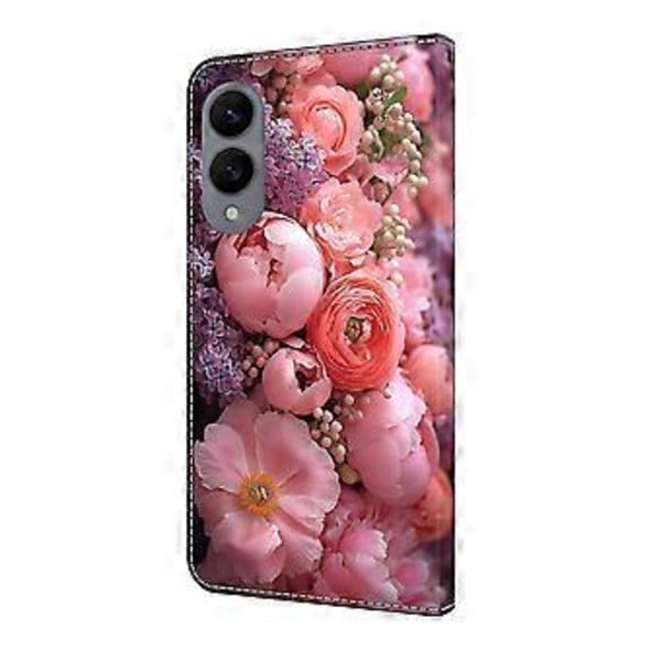 Læderetui med mønstertryk, tegnebog, stativ og flip-cover til Samsung Galaxy S25 Edge Ranunculaceae