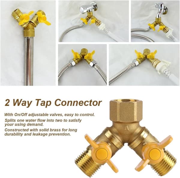 2-veis kran kobling adapter slangesplitter for å dele 1/2in messingkran
