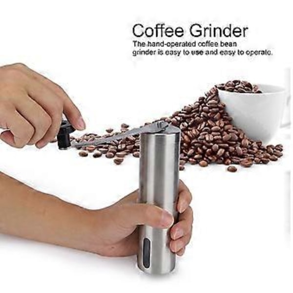 Rustfritt Stål Bærbar Manuell Kaffekvern Håndkaffemaskin for Husholdningsbruk, Sølv