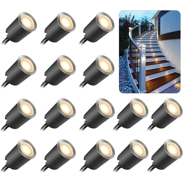 16 infällda LED-däcksljussatser med skyddsskal φ32mm, Ou