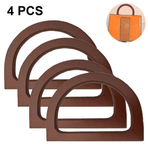 4st Poignée de sac en bois Ersättning D Forme Sac à main Poign