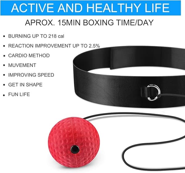 Boxningsreflexboll (röd boll), en repmonterad stridboll med en