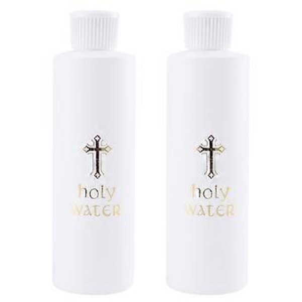 2 stk. Cylindrisk helligvandsflaske, kirke helligvandsflaske, Jesus korsmønster, eksorcisme halidom til rejser (uden helligvand)