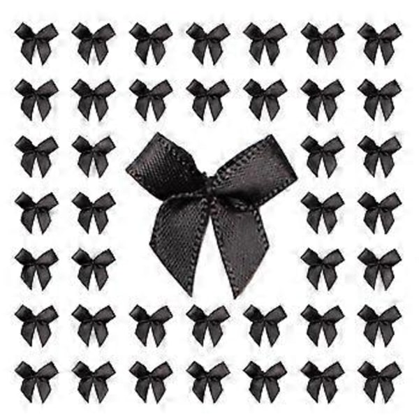 200 st Färgglada Mini Rosetter Satängband Rosett Dekoration Handarbete Blomster Tillbehör för DIY Hantverk Presentförpackning Dekoration Svart Black