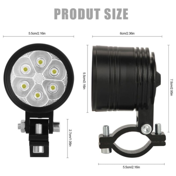 1st Super Ljus Vit Motorcykel LED Projektorstrålkastare Vattentät