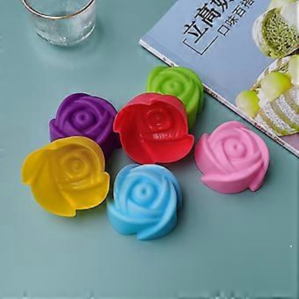 6-pak kageforme, farverige bageforme, blomsterformede, delikate silikonebageforme, perfekte til familiesammenkomster plum bossom