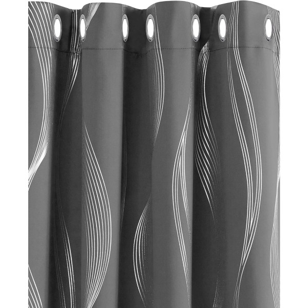 Termisk Anti Cold Set av 2 Gardiner Linjemönster Silver Inomhus Av