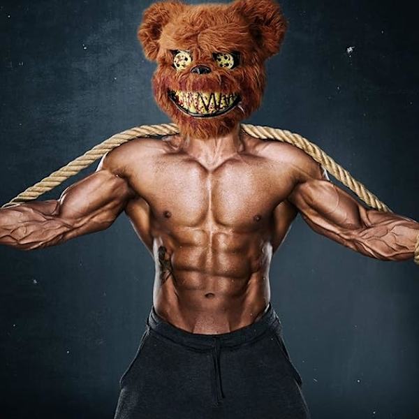 Halloween-pelottava karhun ja pupun naamio, verinen plussi-pää M