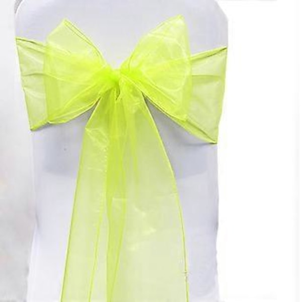 Organza Stoltrekk Bred Tyll Sløyfe Bånd Sløyfe Bryllupsfest Fluorescent Yellow 50 Pcs