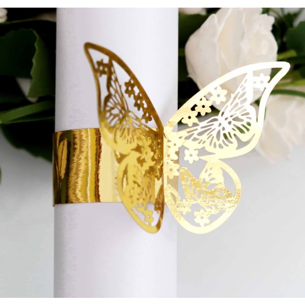 50 stk. Butterfly Papir Serviet Ring 3d Butterfly Serviet Holder