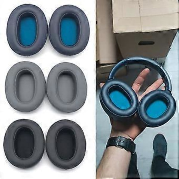 Öronkuddar i läder Svampöverdrag Öronkuddar för So-ny WH-XB900N Headset Reservdelar Mjuka att Bära Memory Foam Svart Black