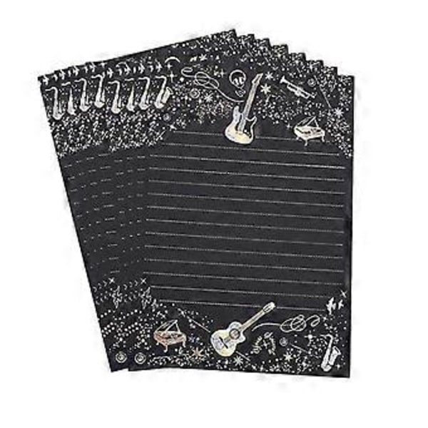 8x Inbjudningsbrev Skrivpapper Hälsningspapper Linjerat Skrivpapper Present (Svart B) Black B