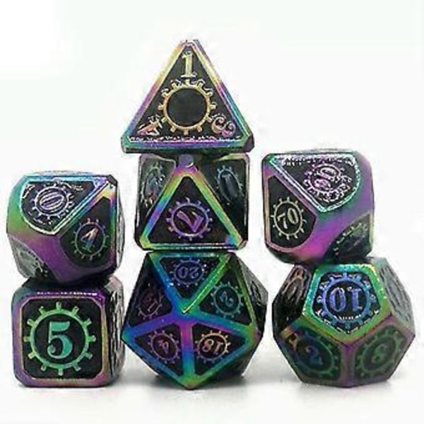 7 stk./pakke Polyhedral Zinklegering til Drageskæl DnD RPG Brætspil Terninger (18) 18