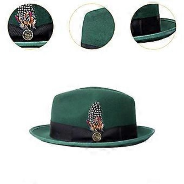 Fedora-hattu, klassinen trilby-hattu matkustamiseen, asusteeksi, häihin, juhliin, cosplay-käyttöön (vihreä)