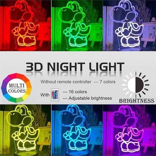 Mario nattlys 3D sengelampe, tegneseriefigur Super