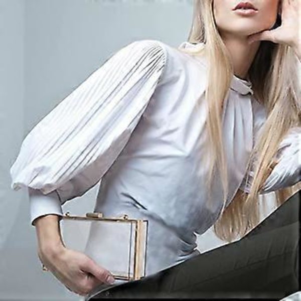 Naisten läpinäkyvä lompakko akryylinen läpinäkyvä clutch, olkalaukku irrotettavalla kultaketjulla, kulta