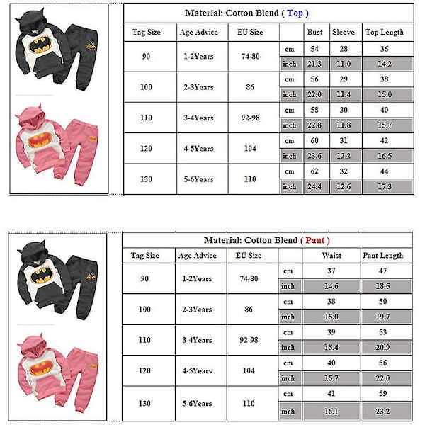 Barn Pojkar Batman Träningsoverall Set Sport Raglan Långärmad Hoodie Byxor Outfit Cosplay Kostym.3 4 År.Rosa
