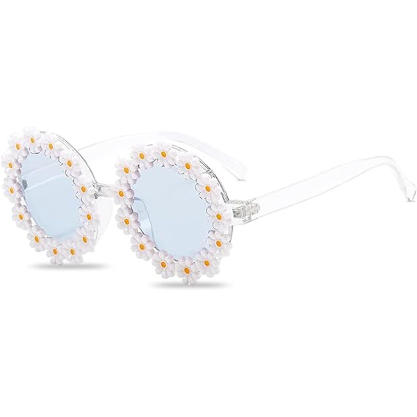 Søde Daisy Solbriller (Transparent Stel, Blå Linse) Dame