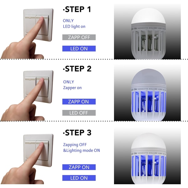 2 in 1 LED-hyttyslamppu, E27-polttimo UV-valolla sähköinen hyönteis