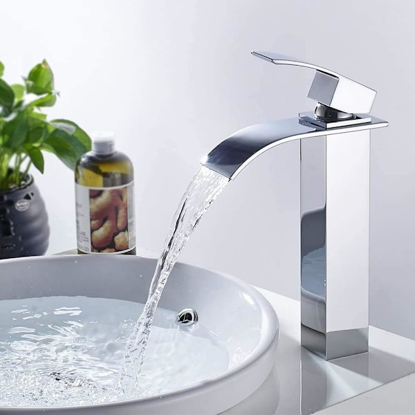 Hög vattenfall handfat kran Hög handfat blandare varm och kall annons