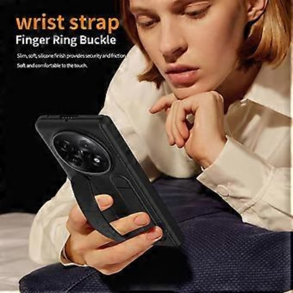 Oppo Find N5 5G -kotelo, jossa jalusta, ranneke, PC-puhelinkuori ja karkaistu lasikalvo - Läpinäkyvä Transparent