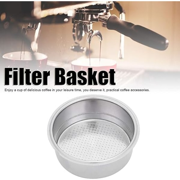 Rustfrit kaffefilter i rustfrit stål til to personer, 51 mm dobbeltlag