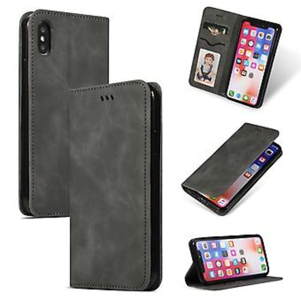 Läderfodral för iPhone X / XS Dark Gray