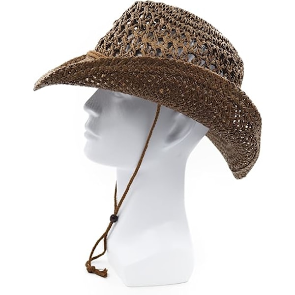 Vuxen Solhatt i Halm, Western Cowboyhatt, Kaffe