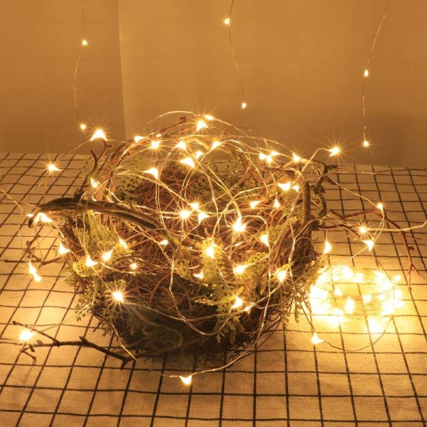 2 kpl Fairy Lights USB virtalähde, 20m/65.6ft 200 LED kuparilanka M