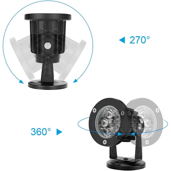 4 st utomhuslampor med bas 10W 220V IP65 Vattentät Justerbar